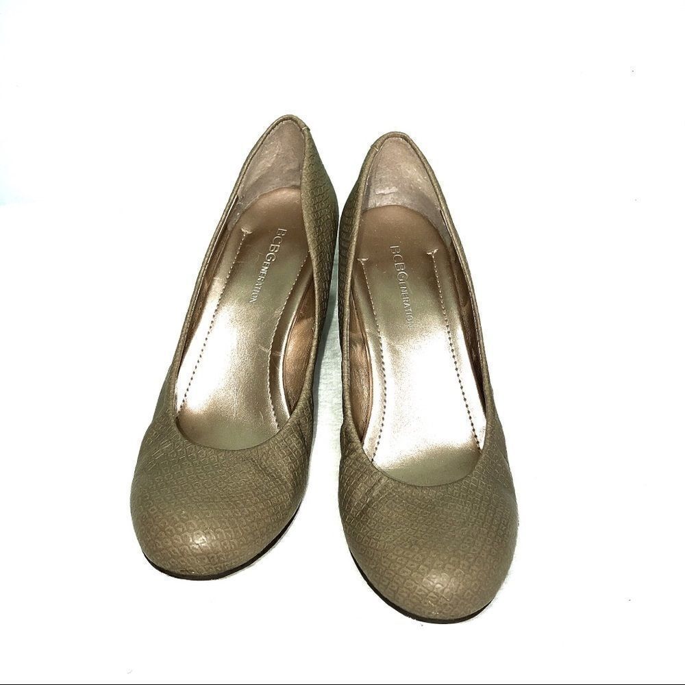 Bcbgeneration Tallie Taupe Snakeskin Wedge Shoes